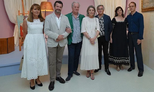 Princess Caroline wore a midi dress. Charlotte Casiraghi wore a light pink cotton and mixed fibers dress by Chanel