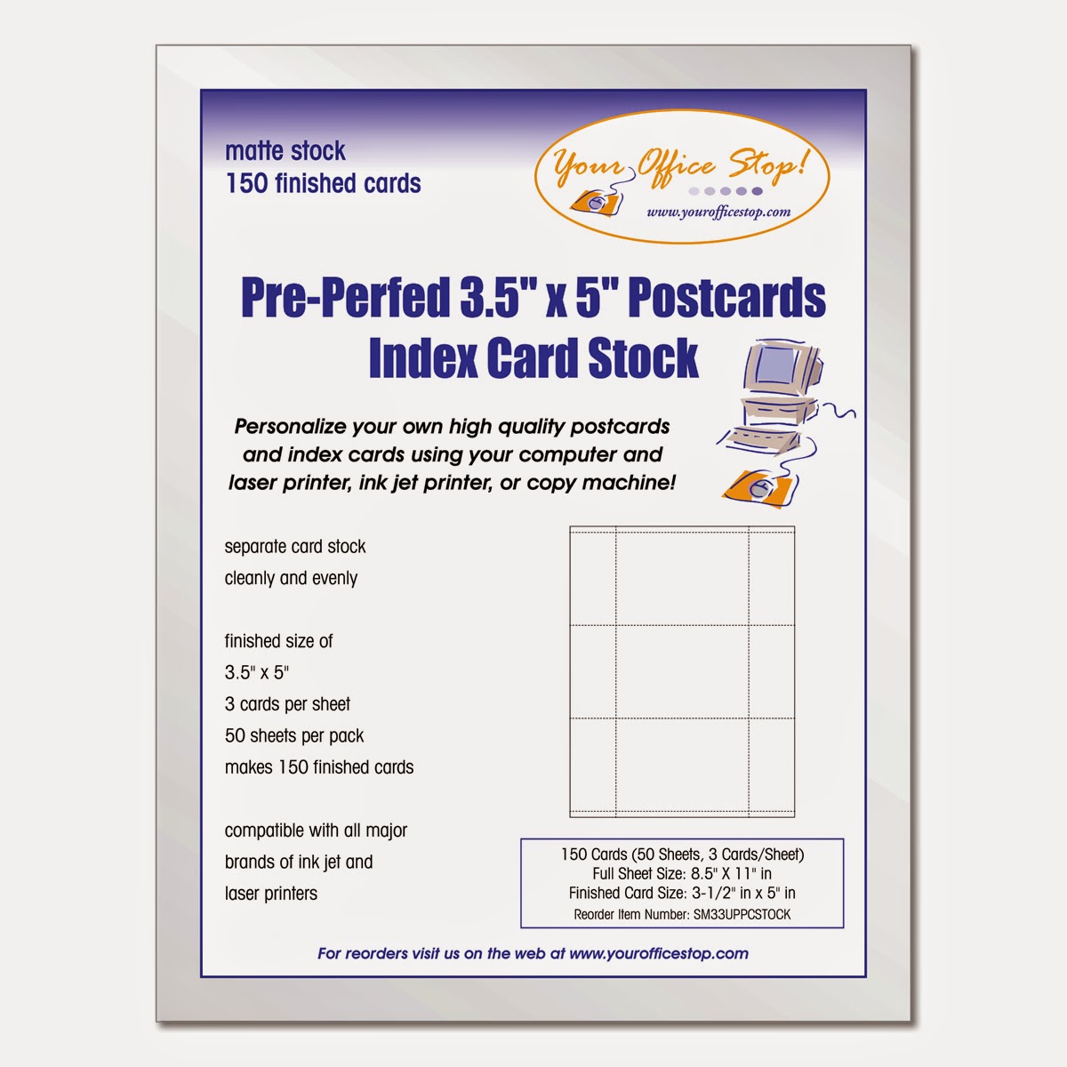 3.5" x 5" Perforated Post Card Paper