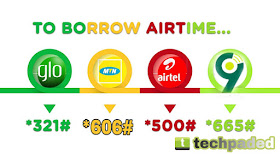 Code to Borrow Airtime Credit on MTN, 9Mobile, Airtel and Glo