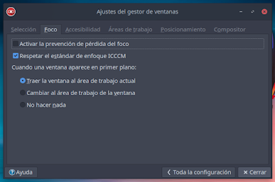 Foco Ajustes del gestor de ventanas