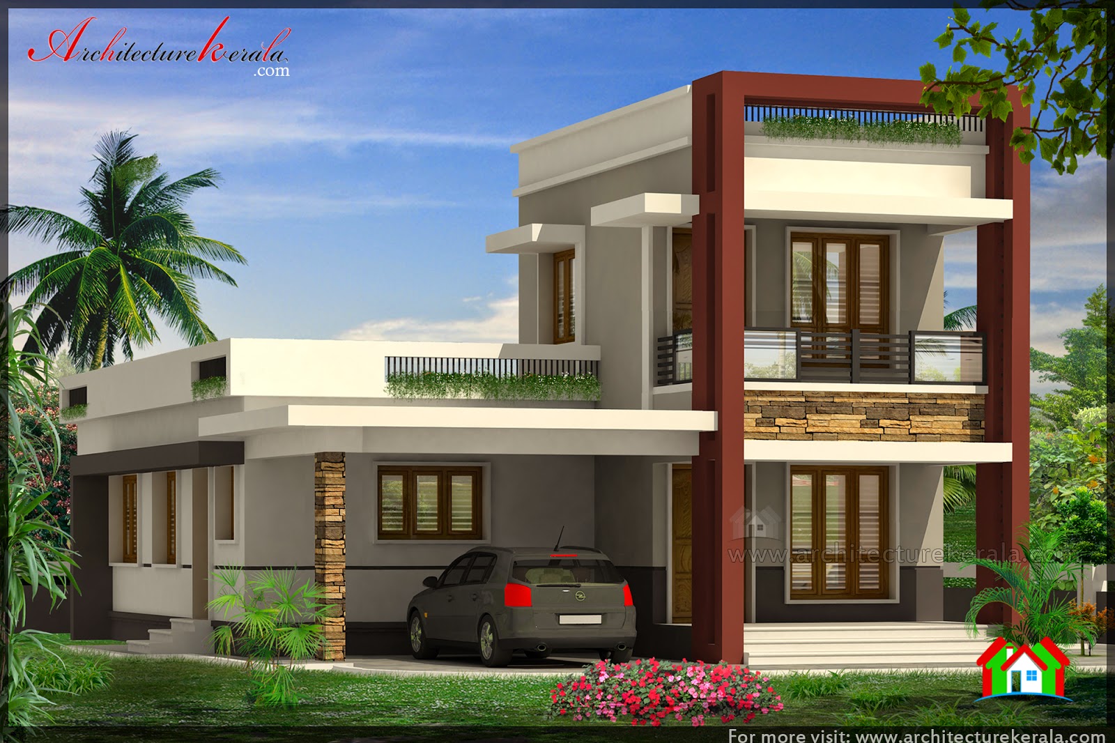 THREE  BEDROOM  HOUSE  PLAN  AND BEAUTIFUL ELEVATION 