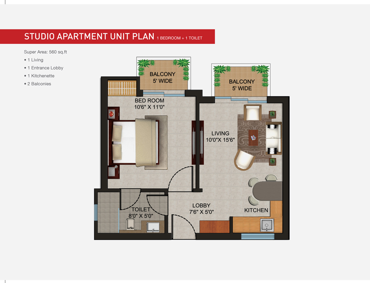 2 Bedroom Apartment Design Plans