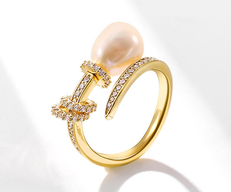 華麗大冒險淡水珍珠開口式戒指