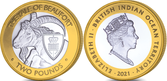 British Indian Ocean Territory 2 pounds 2021 - The Queen's Beasts - The Yale of Beaufort