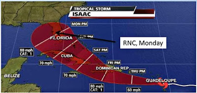 storm track - Isaac targeting the RNC convention