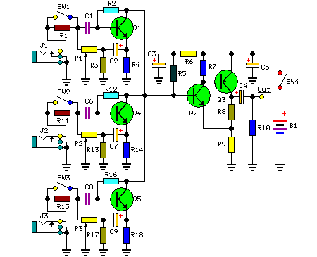 3 channel Transistor Audio Mixer