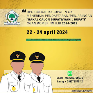 H. Jakfar shodiq Senin ini akan mendaftar   Di DPD Golkar Oki.Untuk Oki 1