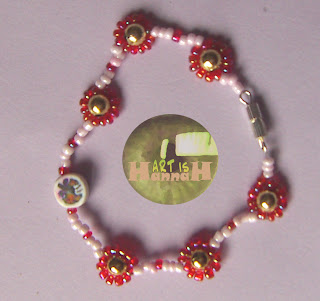 bijou, bracelet, perle, rocaille, fimo, polymère, papillon, orange, or, doré, rose