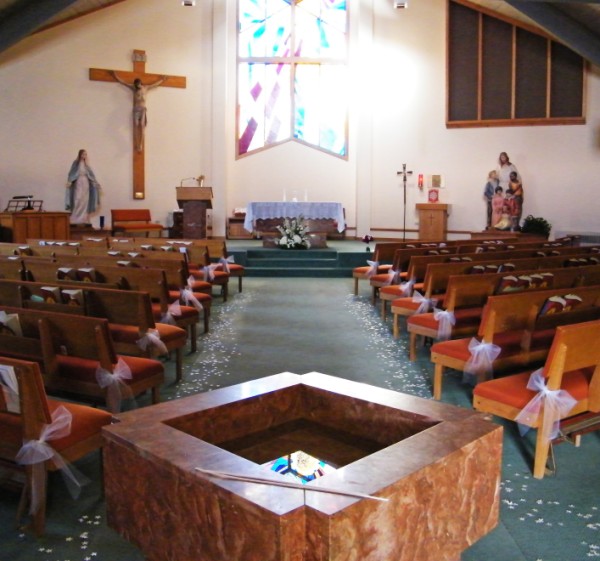 Mary chapel flowers for catholic wedding