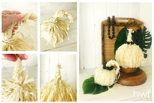 fall,pumpkins,tropical style,beach style,boho style,DIY,diy decorating,decorating,home decor,re-purposed,up-cycling,dollar store crafts,crafting,tutorial,pumpkins decorating,fall pumpkins,diy pumpkins,raffia pumpkins,dollar tree raffia hula skirt.