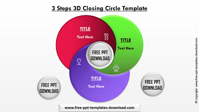 3 Steps 3D Closing Circle Free PPT Template Download