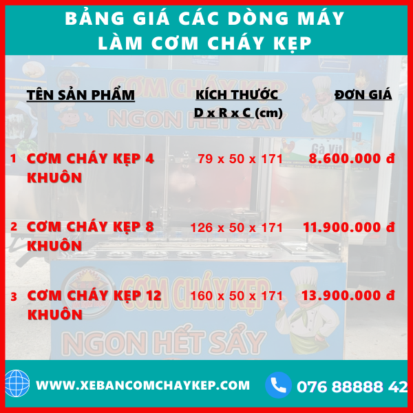 Bảng giá xe làm cơm cháy kẹp