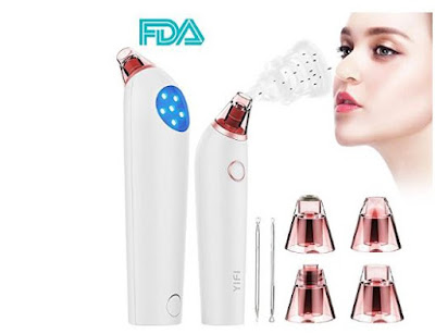 [Upgraded] YiFi-Tek Blackhead Remover, USB Rechargeable Comedo Vacuum Suction Remover, Electric Skin Cleanser Blackhead Extractor kit, Skin Pore Cleaner with 4 Replaceable Suction Heads 