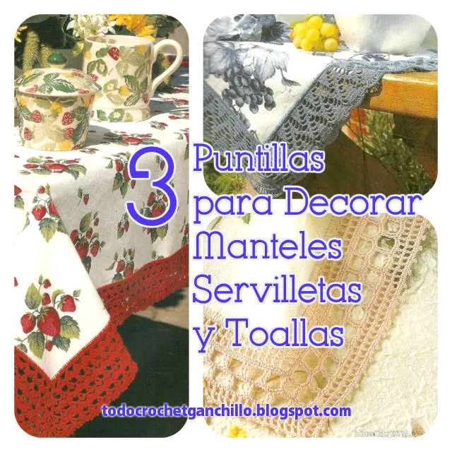 3 patrones de puntillas para decorar manteles y servilletas