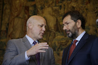 New Orleans Mayor Mitch Landrieu and Rome Mayor Ignazio Marino, right, attend a press conference after a meeting in Rome Monday, July 20, 2015. Dozens of environmentally friendly mayors from around the world are meeting at the Vatican this week to bask in the star power of eco-Pope Francis and commit to reducing global warming and helping the urban poor deal with its effects. (AP Photo/Gregorio Borgia) Click to Enlarge.