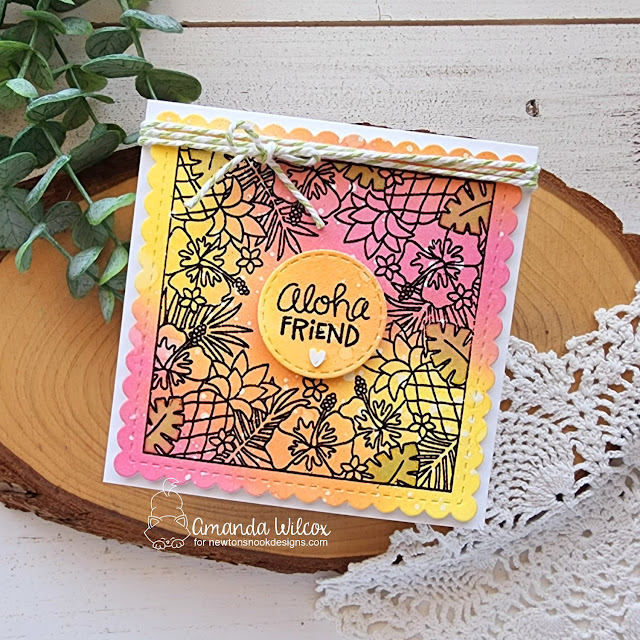 Tropical Square Card by Amanda Wilcox | Tropical Fringe Stamp Set, Frames Squared Die Set and Circle Frames Die Set by Newton's Nook Designs #newtonsnook #handmade