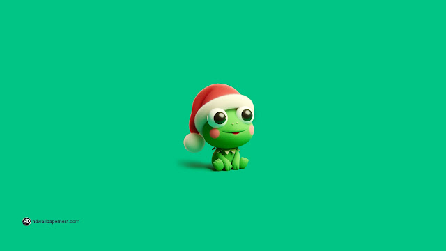 Cute Little Kermit The Frog with Santa Hat 4K HD Wallpaper