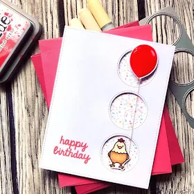 Sunny Studio Stamps: Birthday Balloon Window Trio Dies Chicken Birthday Card by Noga Shefer