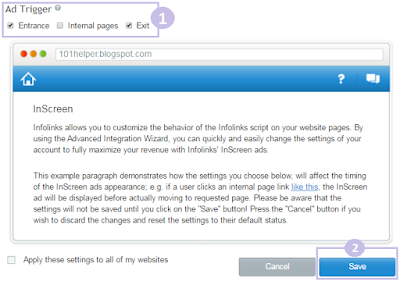 how to customize ads in infolinks inscreen