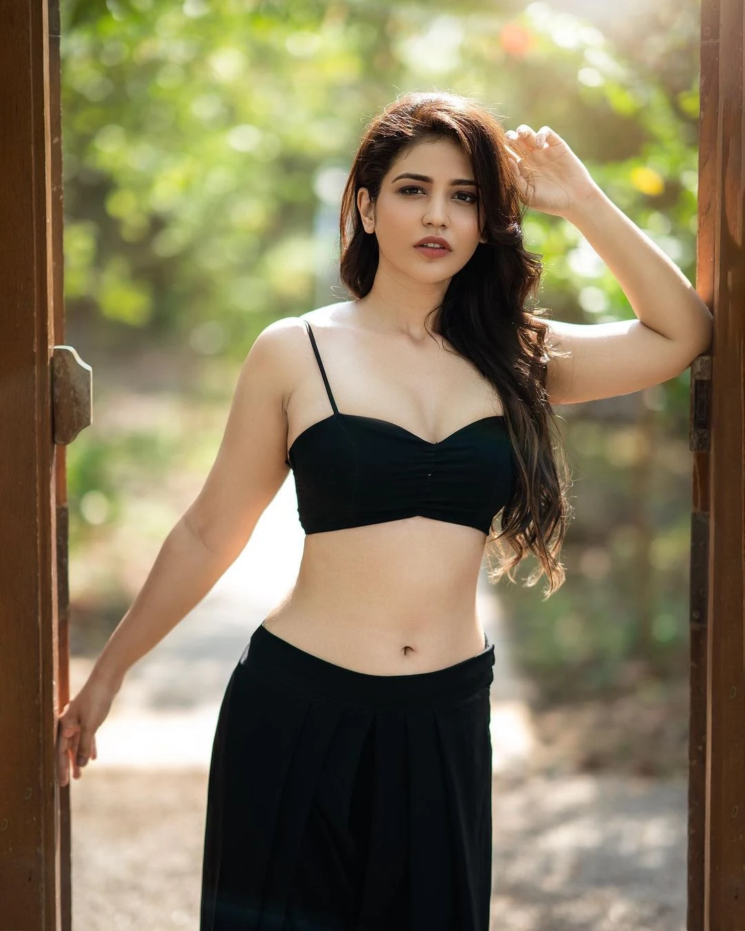 Priyanka Jawalkar cleavage navel black tiny top hot south actress