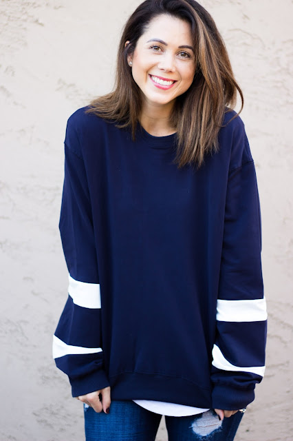 oversized pullover blue sweater