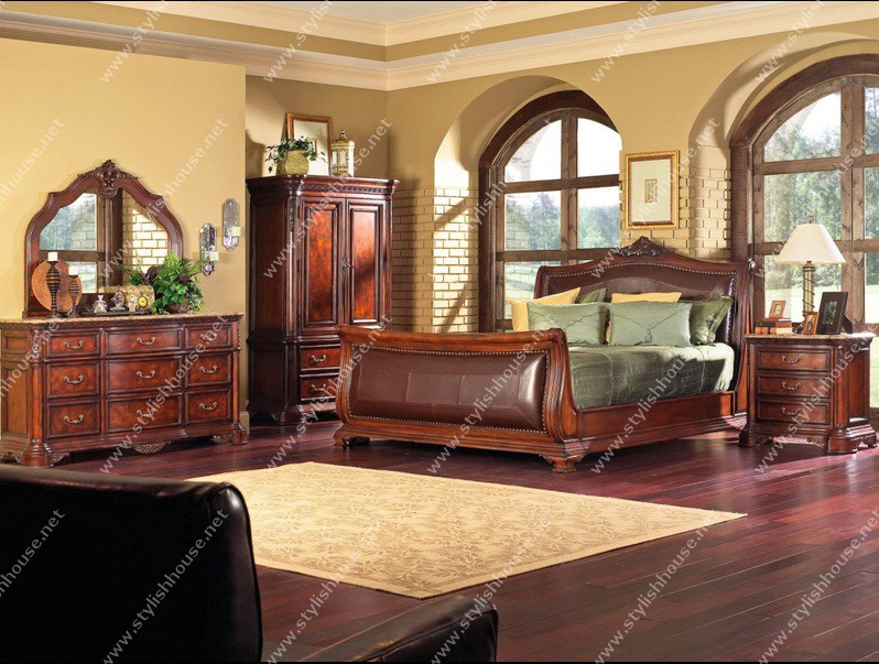 Home Design: Classic American style brown bedroom furniture set