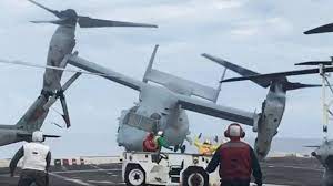 Eight people are killed when a US Osprey aircraft crashes off the coast of Japan.