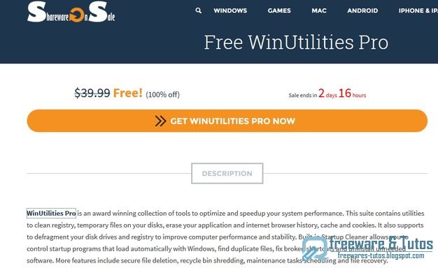 Offre promotionnelle : WinUtilities Pro gratuit durant 3 jours !