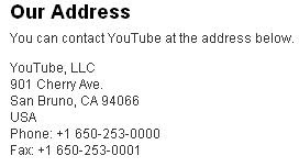 YouTube / Google business address