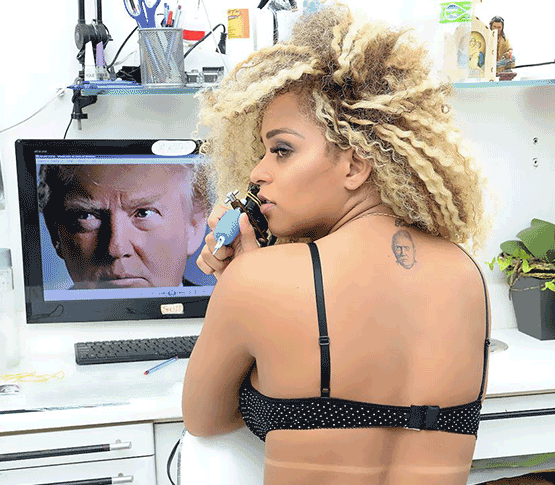 Photos: Omg!!! Seriously! Miss Bum Bum Tatooed Donald Trump’s Face On her Back