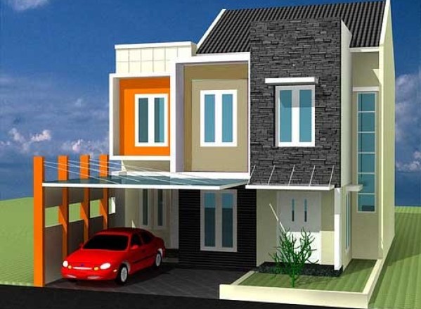 Contoh rumah minimalis warna orange