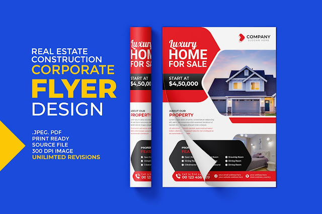 Modern real estate home for sale flyer design