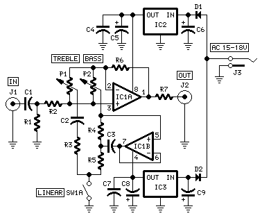 Preamplifier Bass and Treble Controls