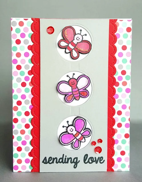 Sunny Studio Stamps: Backyard Bugs Valentine's Day Sending Love Butterfly Card by Lenae @sugargems