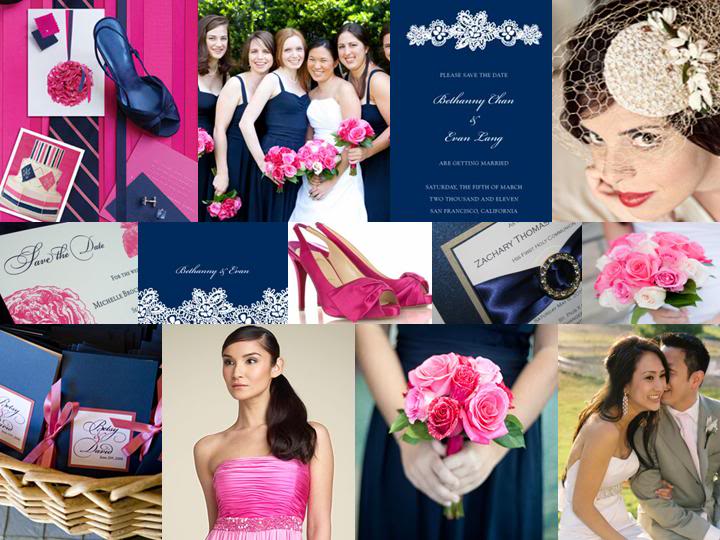 navy blue and hot pink wedding ideas