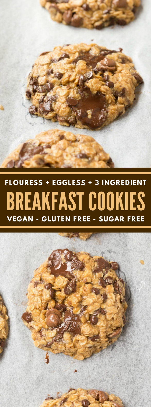 3 INGREDIENT OATMEAL BREAKFAST COOKIES (VEGAN, GLUTEN FREE) #healthy #diet