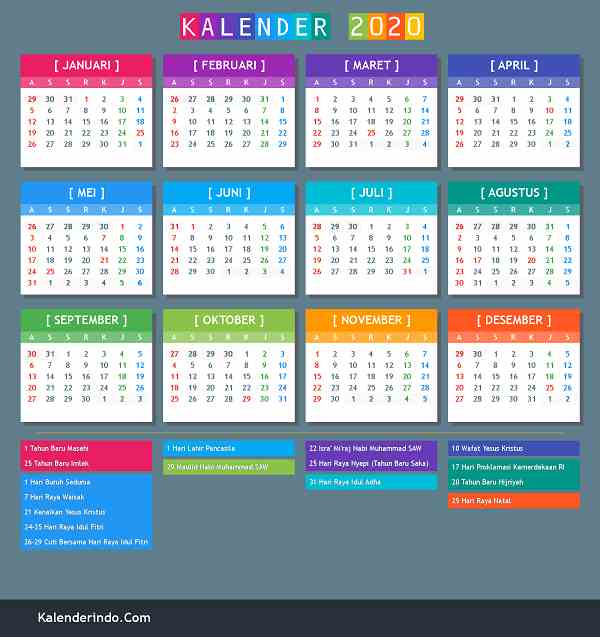 Download Kalender 2020 Indonesia Pdf Png Lengkap Dengan 