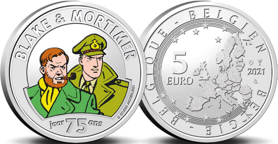 Belgium coloured 5 euro 2021 - 75 years of Blake & Mortimer
