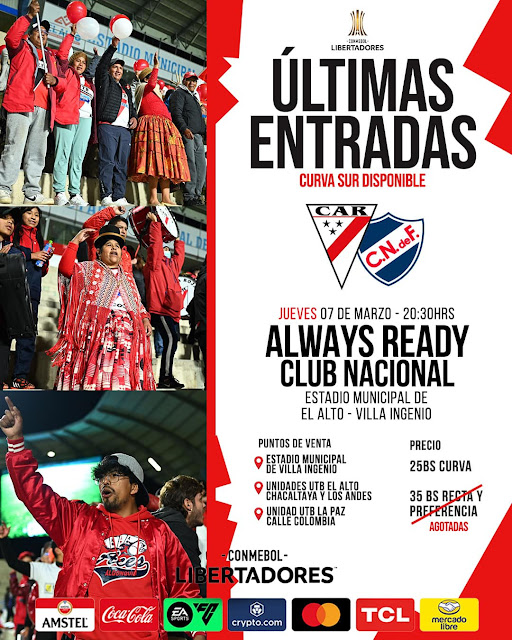 Venta de entradas Always Ready vs Nacional por Copa Libertadores