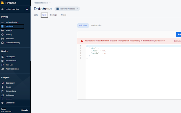 Set up Rules in Firebase Database