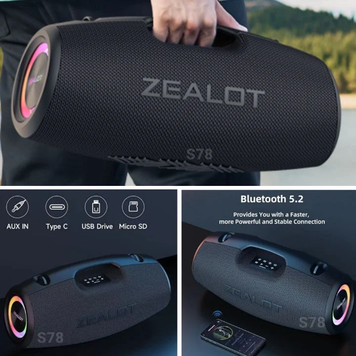 Zealot S78 MadBox: 120W Bluetooth Speaker with Booming Bass Stereo Woofers, LED Effects, and more - Gift Ideas