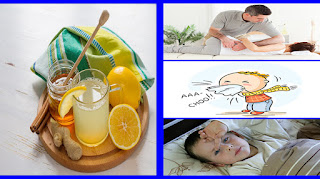 Infusión de jengibre, limon y miel, masajes en la espalda, gripe, dolor de cabeza