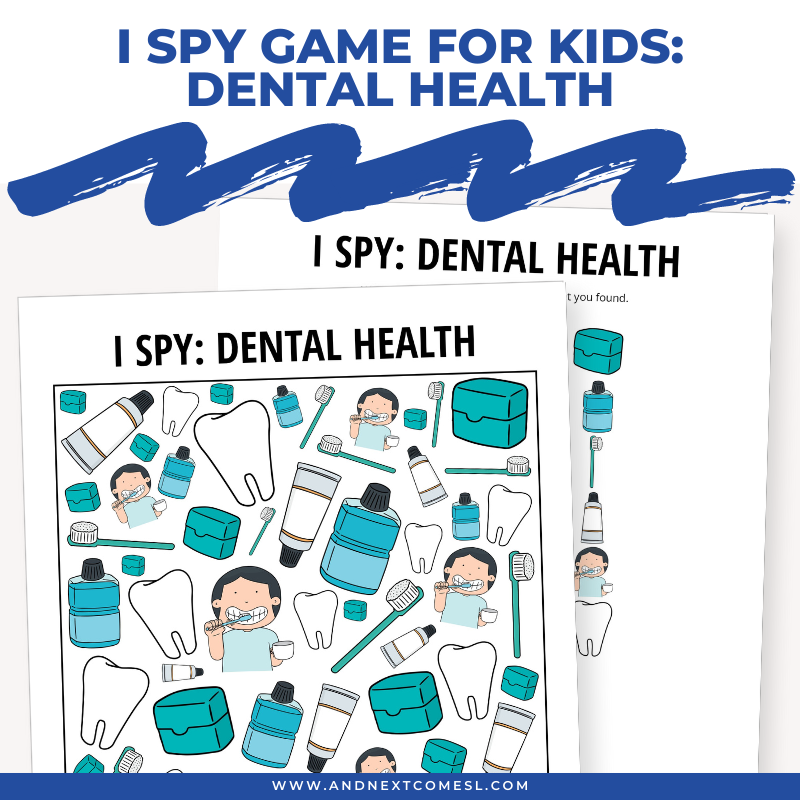 Printable dental health I spy game for kids