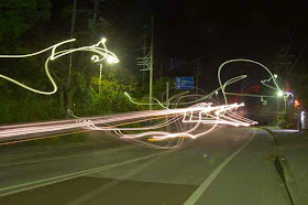 HWY 71, Okinawa, Vehicle lights from both directions, night