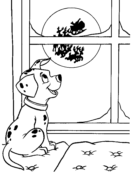 I love this coloring page that shows one of Pongo and Perdita's puppies 
