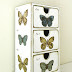 Vintage three-drawer box with butterflies