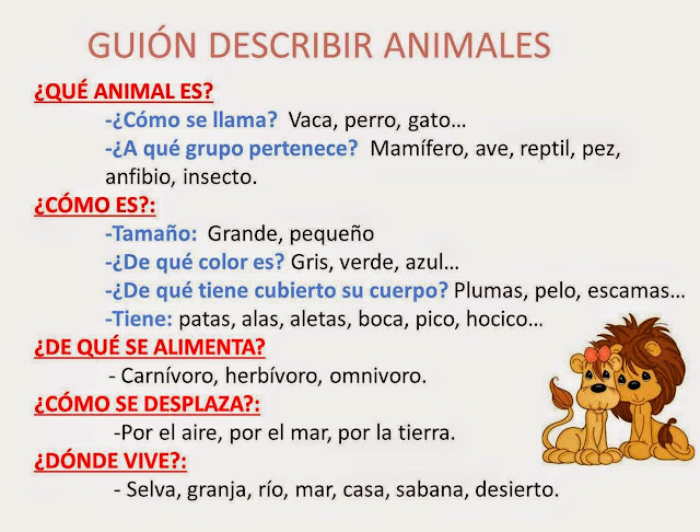 Resultado de imagen de descripcion de animales para niños de primaria