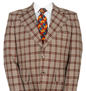 Stuffed checkered suit with mismatched tie