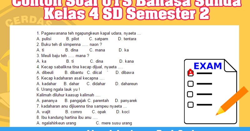 Contoh Soal UTS Bahasa Sunda Kelas 4 SD Semester 2 Blog