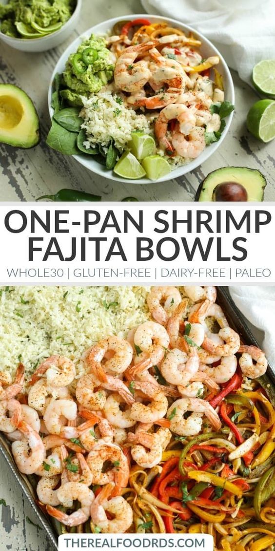 One-Pan Shrimp Fajita Bowls (Whole30) - Inspired Taste Recipes